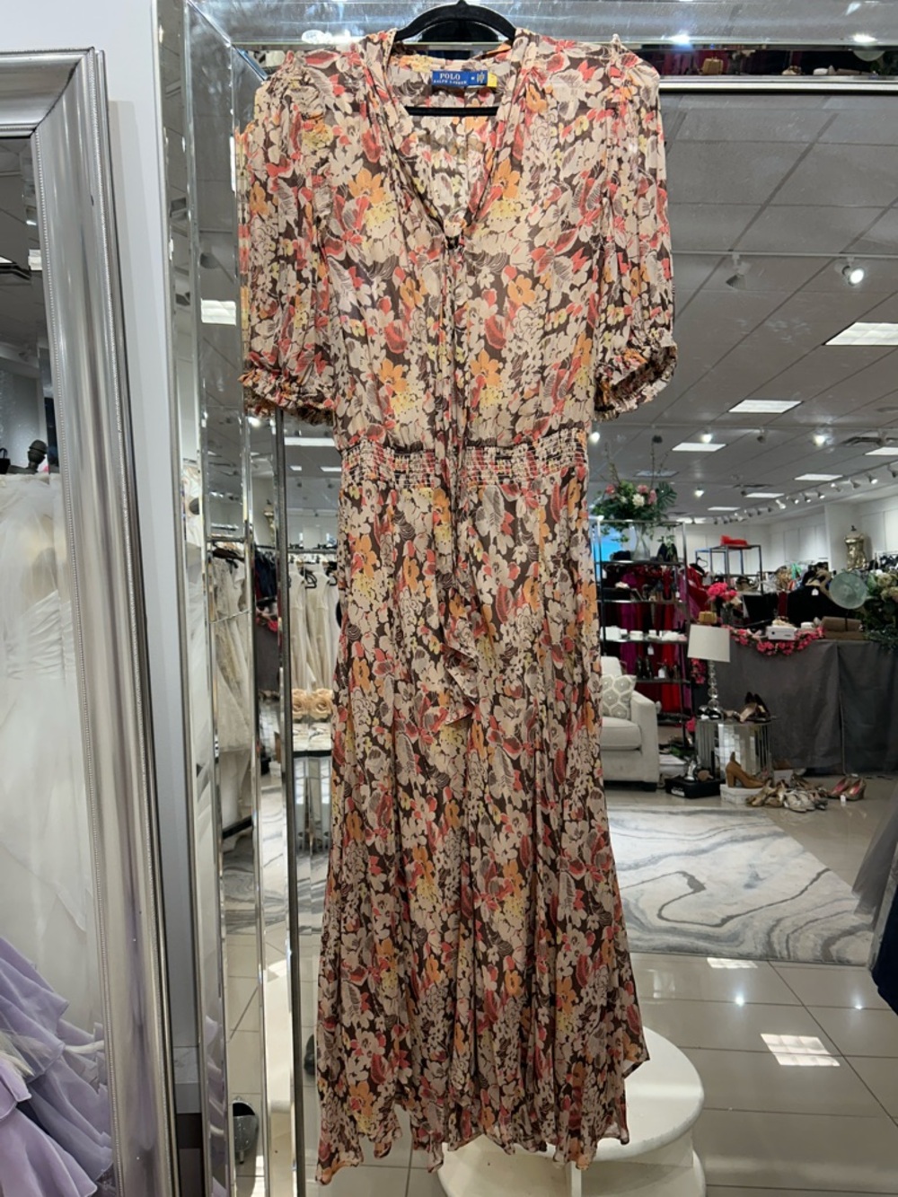 PoloRalph Lauren Chiffon Floral Midi Dress in Multicolor…with slip liner